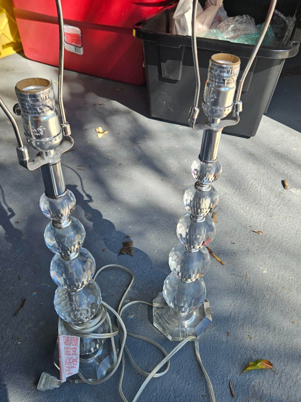 Heavy crystal lamps set of two